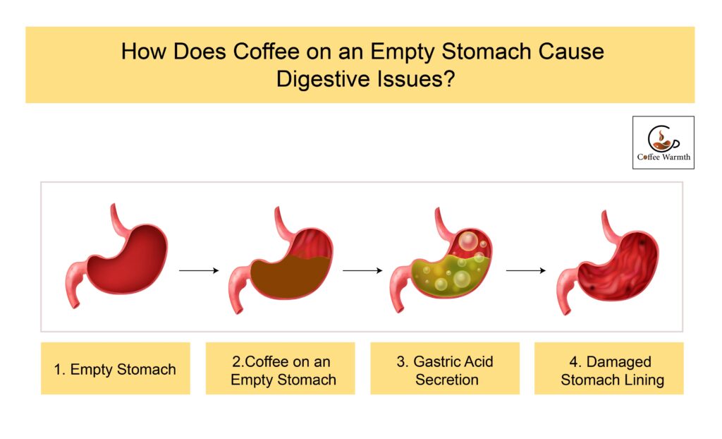 Drinking coffee in morning can cause digestive issues